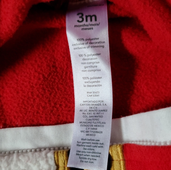10 for $25 - Carter's 3m Christmas Santa Suit Fleece Romper - Picture 5 of 5